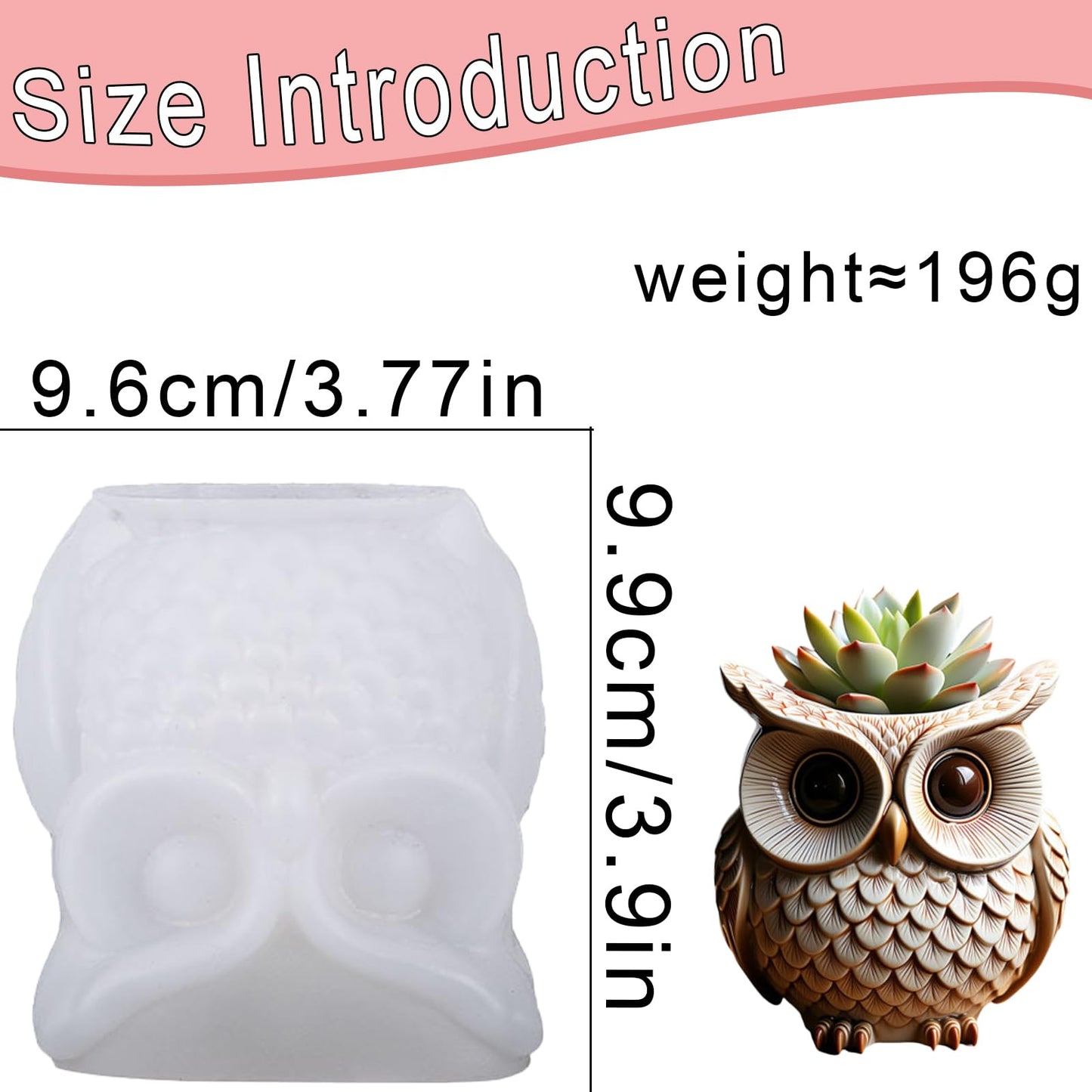 QUDYNZAL 1Pc 3D Owl Epoxy Resin Silicone Mold Animal Plaster Storage Box Candle Mold for Pen Holders Concrete Clay Art Crafts DIY Home Decor Potted Plant Decorations Halloween Party Gifts Storage Box