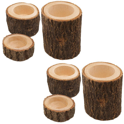 Tesytto Wooden Tea Light Candle Holders Set of 6, Personalized Natural Wooden Votive Tealight Holder for Rustic Centerpieces for Table, Great for Home, Wedding Various Festivals Decoration