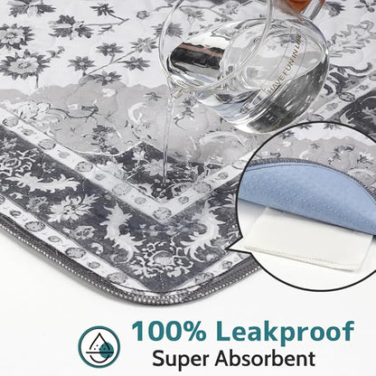 Washable Pee Pads for Dogs, 2 Pack Reusable Puppy Training Pads 72"x72" Super Absorbent Waterproof Dog Training Pads, Non-Slip Potty Pads, Whelping Pads Litter Mat Light Grey Medallion
