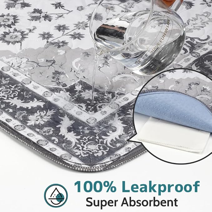 Washable Pee Pads for Dogs, 2 Pack Reusable Puppy Training Pads 48"x32" Super Absorbent Waterproof Dog Training Pads, Non-Slip Potty Pads, Whelping Pads Litter Mat Light Grey Medallion