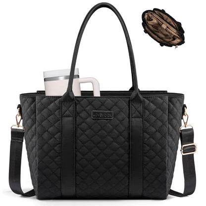 LOVEVOOK Teacher Tote Bag for Women, Quilted Work Tote Nurse Laptop Bag, Large Computer Shoulder Bags with Zipper for Travel