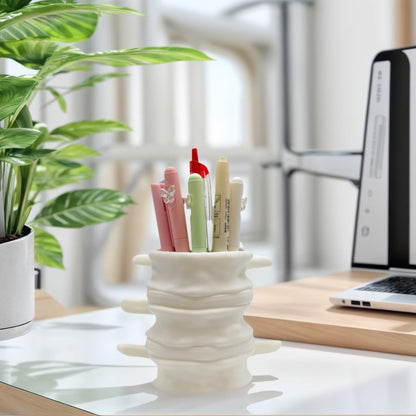 TIME&TRAVE 3D Printed Spine Pen Holder, Anatomical Vertebrae Pencil Cup Based on Real CT Scan, Gothic Desk Organizer for 8-10 Pens, Medical Student & Doctor Gift