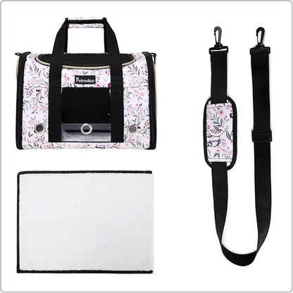 Petmolico Cat Carrier Soft-Sided Pet Bag for Small Medium Cats Puppies 16LBs - Airline Approved Pet Travel Carrier 3 Open Doors (Medium,Mixed Pink)