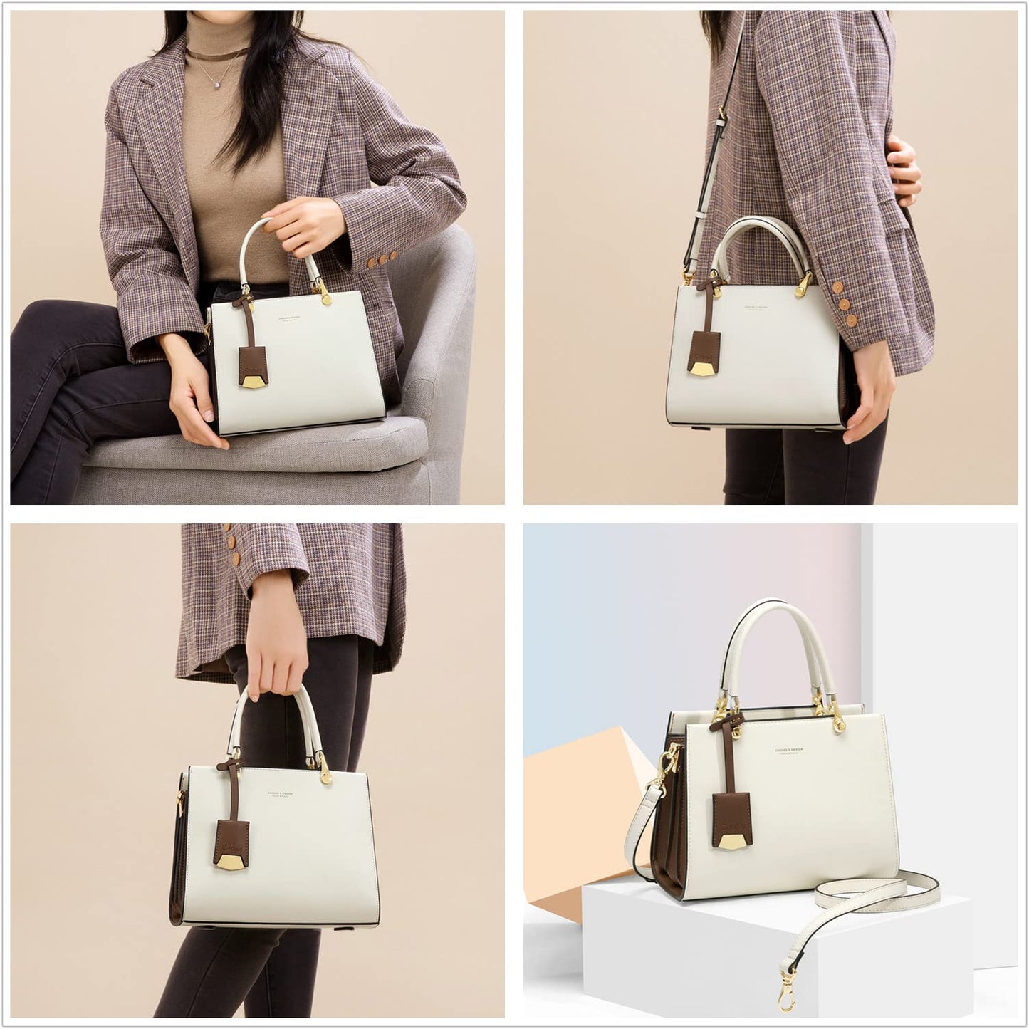 Cnoles Handbags for Women Fashion Leather Tote Shoulder Bags Ladies Handle Satchel Purse Brown