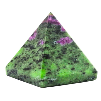 Amazing Gemstone Ruby Zoisite Pyramid Crystal Healing Stones - 1" Great Pyramid Figurine of Natural Stone Pyramid for Meditation, Reiki, Chakra Balancing and Crystal Pyramids Grid