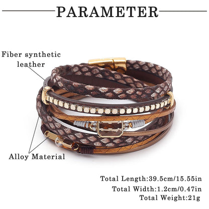 Vinoya Wrap Leather Bracelets for Women Multi Strand Leather Bracelets Boho Bracelets for Women Jewelry