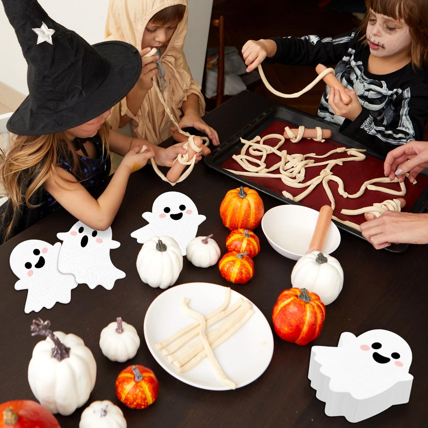 Halloween Ghost Napkins | 100pcs White Disposable Paper Napkins | Kids Spooky Party Decorations - Boo Decor