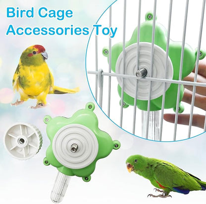 BNOSDM Bird Foraging Toys Cockatiel Foraging Wheel Parrot Cage Spinning Toys Parakeet Enrichment Puzzle Feeder Toy for Budgies Lovebirds Canaries (Yellow)
