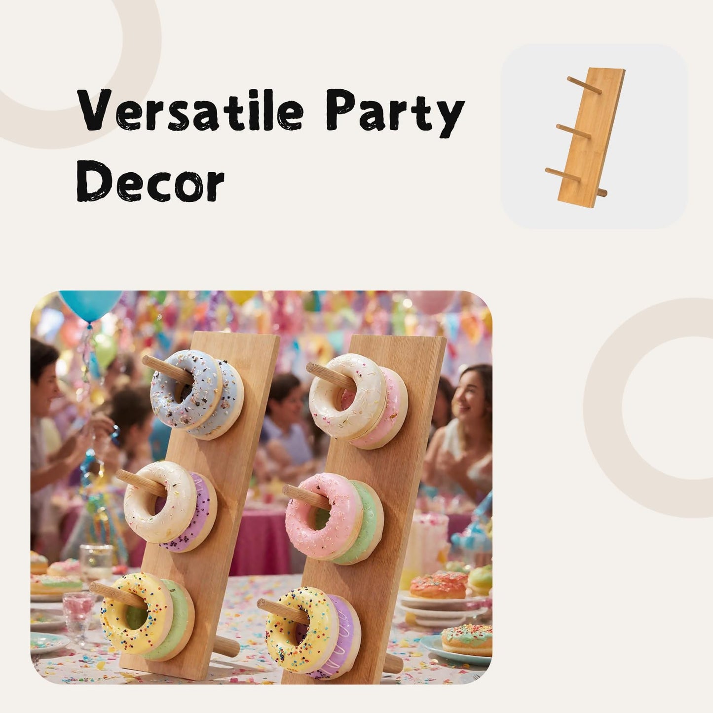 ZHIYUEJING 2 Sets of Donut Stands,Donut Wall Display Holder for Dessert Table,Bamboo Donuts Stand for Wedding, Birthday, Baby Shower Party Decor