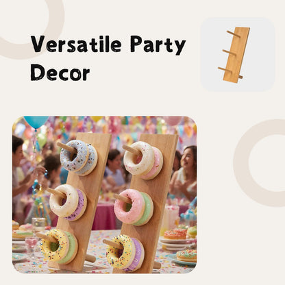 ZHIYUEJING 2 Sets of Donut Stands,Donut Wall Display Holder for Dessert Table,Bamboo Donuts Stand for Wedding, Birthday, Baby Shower Party Decor