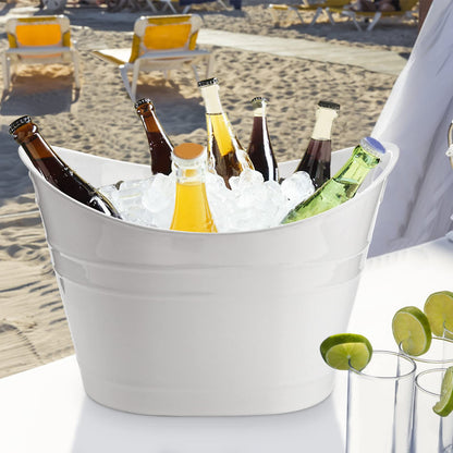 ZEAYEA 4 Pack Beverage Tub, 18L Plastic Beer Bottle Bucket with Handles, White Party Tub for Drinks, Plastic Buckets for Ice Wine Beer Bottle Cooler