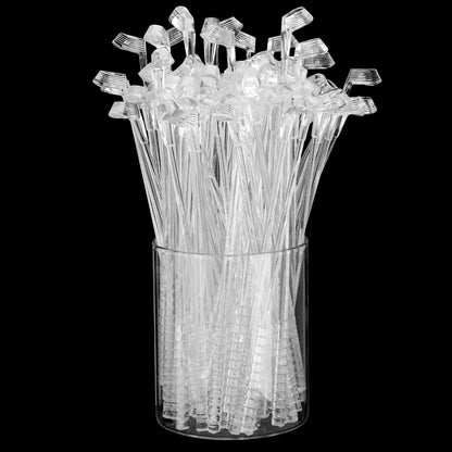 Qinyoung 200 Pcs Golf Cocktail Stirrers Swizzle Stir Sticks 7.3 Inch Plastic Drink Stirrer Sticks for Cocktails Coffee Liquor Cake Pops Golfing Club Gifts Golf Party Favors Decorations (Clear)