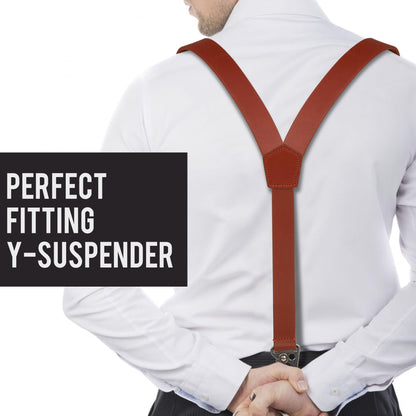 NUTUCH Full Grain Leather Suspender for Men | Y Design Suspenders | | Leather Braces Western | Heavy Duty adjustable Dress Suspender | Snap Hooks | Men Suspenders for Jeans Dress Pants(Brown)