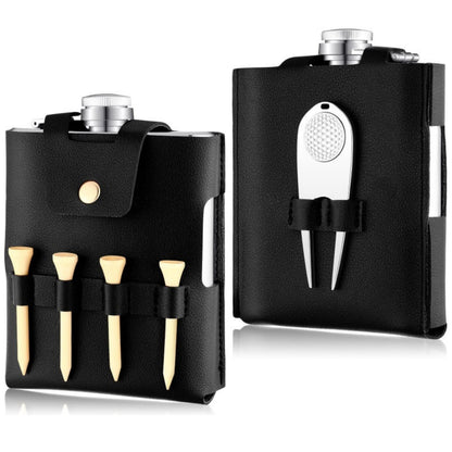 Kangnice PU Flask Cover Drink Bottle Case for Golf Camping Hiking with Secures and Thermal Protections Easy to PU Leather Golf Flask Case