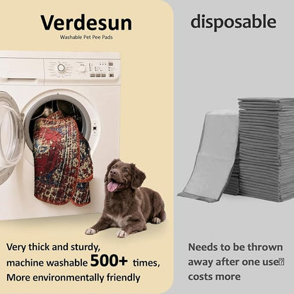 Washable Pee Pads for Dogs, Reusable Puppy Potty Training Pads, Ultra-Absorbent Thick Waterproof Leak-Proof Non-Slip Pads & Mat for Crate, Playpen, Floor, Whelping & Housebreaking , 2 Pack 36"x48"
