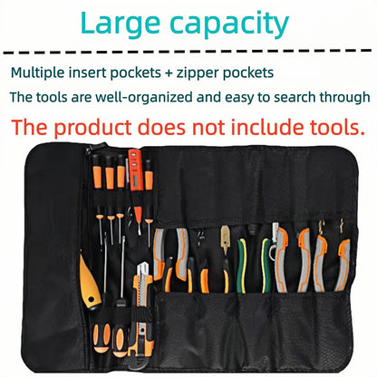 Tool Bag Roll Up, Roll Up Tool Pouch with 22 + 1 Pocket,Waterproof tool roll up bag, Heavy Duty Tool Roll Bag Organizer.