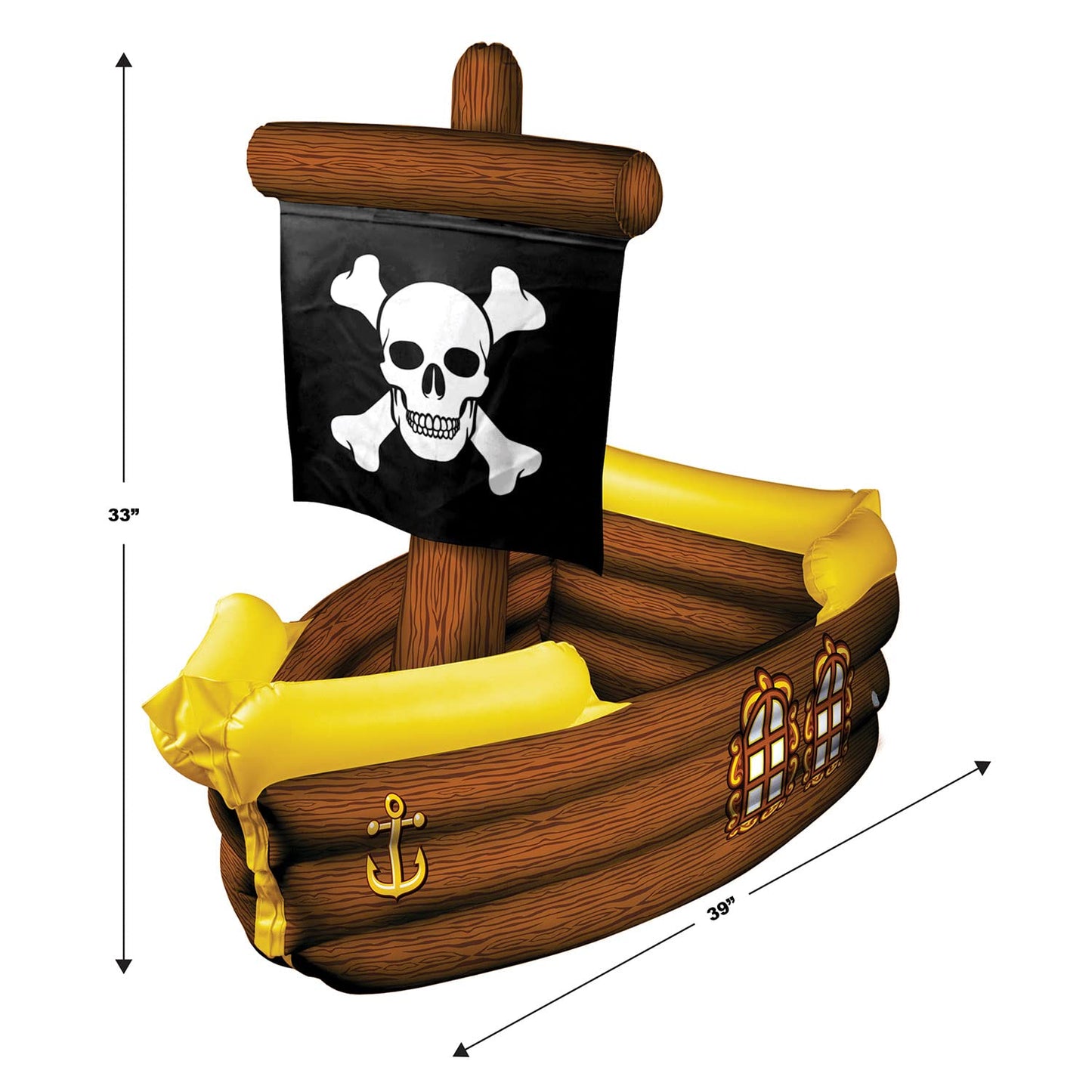 Beistle Inflatable Pirate Ship Coolers, 2 Pack, 33” x 39”, Each Holds Approx. 72 12oz. Cans – Pirate Party Decorations, Inflatable Cooler, Pirate Decorations, Inflatable Cooler for Parties
