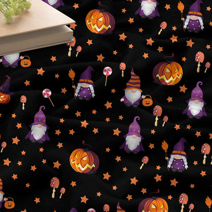 Halloween Blanket Cute Gnome Pumpkin Black Blanket Halloween Lightweight Throw Blanket for Women Kids Soft Cozy Fleece Couch Living Room 40x50 inches