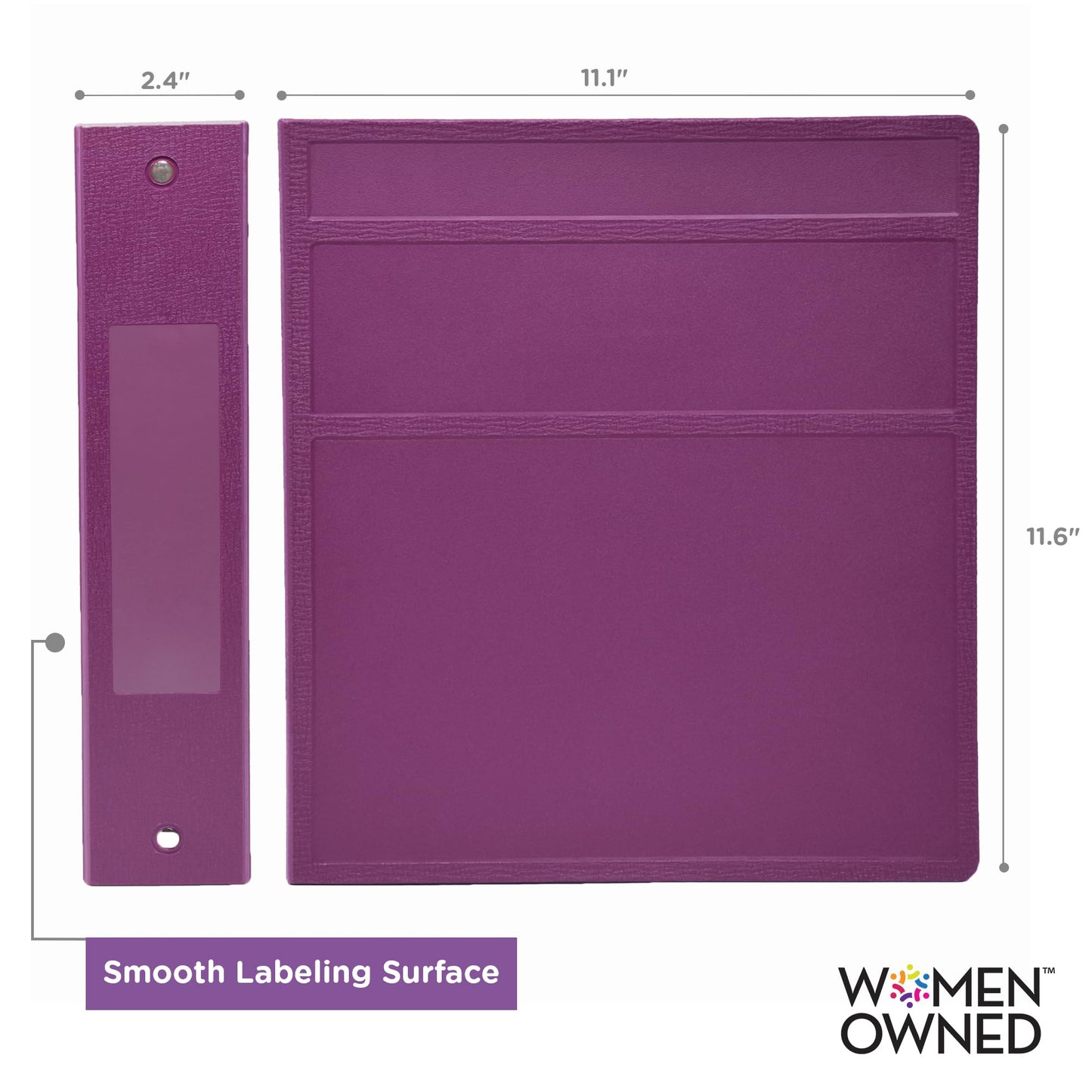 Carstens 2-Inch Heavy Duty 3-Ring Binder - Side Opening, Dewberry Purple, Durable Plastic, Precision No-Gap Rings, Waterproof Cover, No Pockets, Holds 300 Letter Sheets, BPA-Free Made in USA (2841-3R)