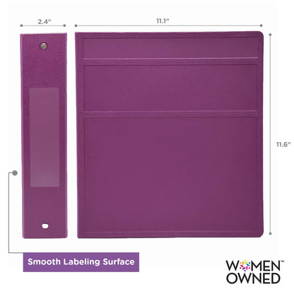 Carstens 2-Inch Heavy Duty 3-Ring Binder - Side Opening, Dewberry Purple, Durable Plastic, Precision No-Gap Rings, Waterproof Cover, No Pockets, Holds 300 Letter Sheets, BPA-Free Made in USA (2841-3R)