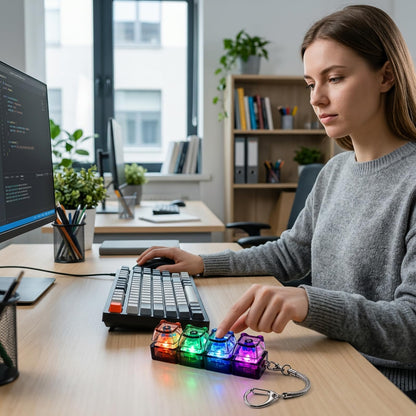 WmerWmn 2 PCS Keyboard Fidget Toy for Adults, 4-in-1 Stress Relief Clicker Toy, Keyboard Button Finger Clicker for Anxiety Relief, Sensory Decompression Toy for Adults