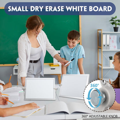 6 Pcs Small Dry Erase White Board with Stand 6 x 8'' Double Sided Magnetic Tabletop Whiteboard Mini Dry Erase Easel Board with 8 Markers 6 Magnets 6 Eraser for Drawing Office School Home