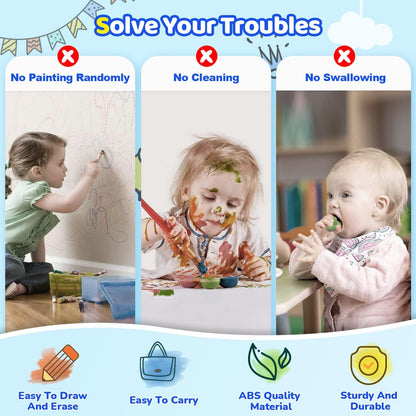 Kikidex Toddlers Toys Age 1-3, Magnetic Drawing Board, Doodle Board Pad Learning and Educational Toys for 1 2 3 Year Old Baby Kids Birthday Gift (Dark Blue)