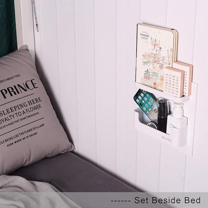 Bedside Shelf Bedroom Dorm Room Rack Organizer Storage -Use as Kid Student Wall Shelf to Organize Headphone,Remotes,Glass,Cellphones(Vertical Type/Black)