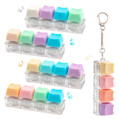 5Pcs Keyboard Fidget Toy, Loud Fidget Keyboard Keychain 4-in-1 Keyboard Clicker Fidget Toy Stress Relief, Cute Button Clicker Fidget Sensory Fun Toys for Anxiety Decompression (Cat)