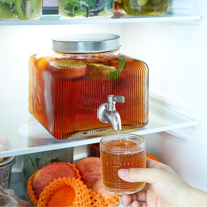1 Gallon Drink Dispensers for Parties,Beverage Dispenser for Fridge with Leakproof Stainless Steel Spigot, Ideal for Water, Lemonade, Juice, Iced Tea