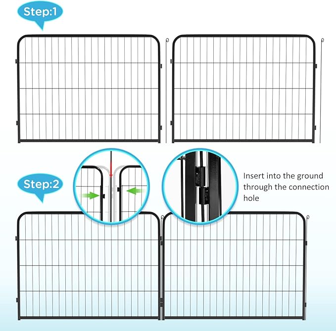 BestPet | Dog Playpen | 32 Inch, 12 Panels | Heavy Duty Metal Pet Exercise Pen | Indoor Outdoor Fence Panels | Rust-Resistant, Removable, Tool-Free Setup | Anti-Skid, Expandable Design