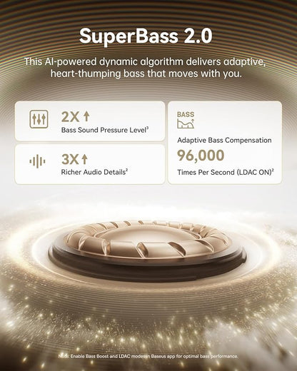 Baseus Bowie MC1 Pro Open Ear Clip-On Headphones, Hi-Res LDAC & HiFi4 Acoustic Sound, 5g Ultra-Lightweight Comfort, SuperBass 2.0, DNN 4-Mic AI Clear Calls, IP67 Waterproof, Bluetooth 6.0