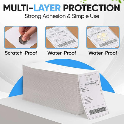 PackGurus 4"x6" Fanfold Direct Thermal Labels Commercial Grade with Perforated line for Thermal Printers, Compatible with Zebra & Rollo Printer (2 Stacks - 4000 Labels)
