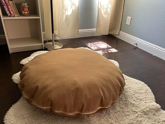 Round 100% Cotton Canvas Dog Bed Cover: Washable, Durable, Eco-Friendly, Multiple Colors, XS-XXL, Made in USA (Medium Brown, Small 24 Inches)