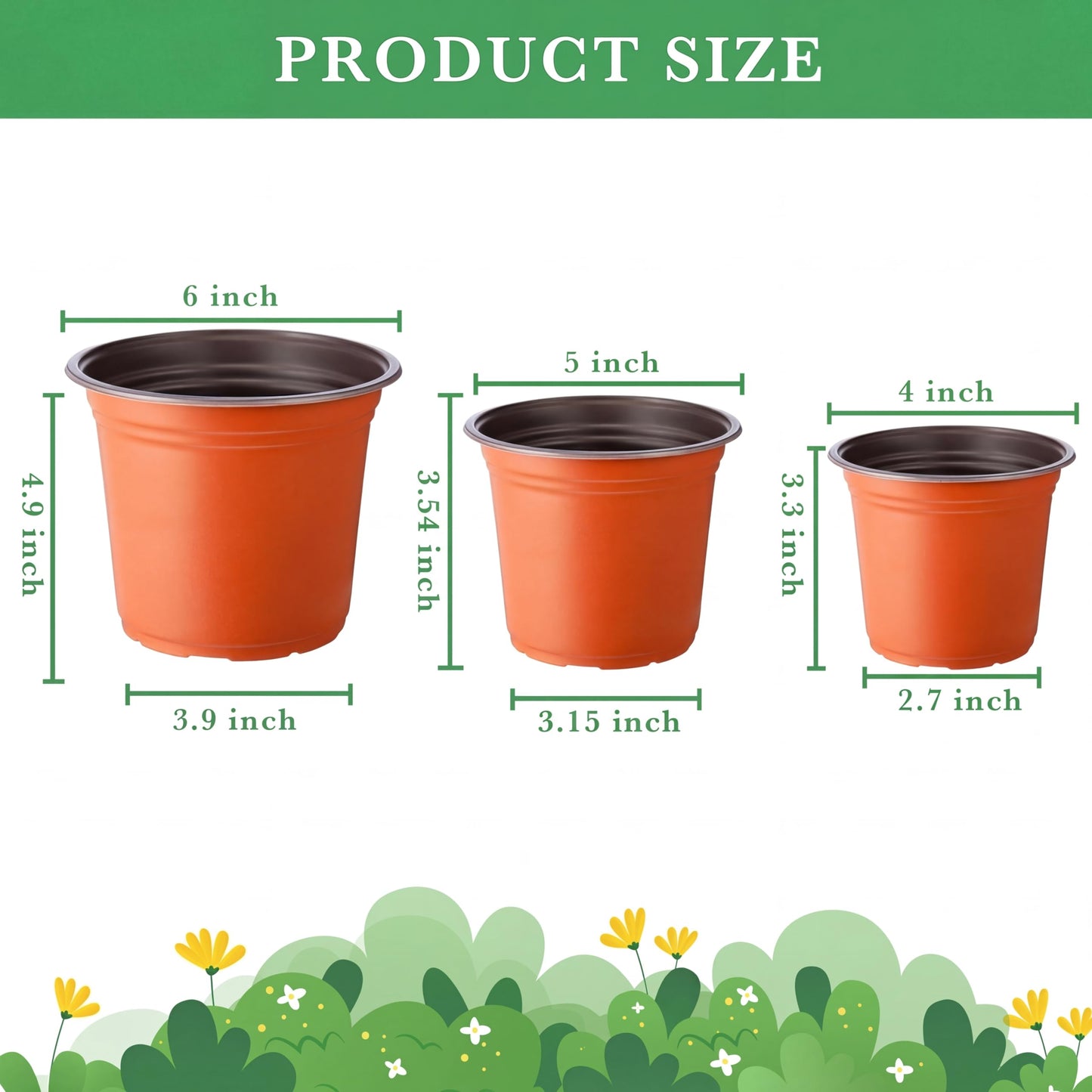 Hushee 1500 Pcs 4 Inch Plastic Plants Nursery Pots Bulk Seed Starting Pots with Drainage Holes Plastic Flower Planting Container Indoor Outdoor for Succulent Transplanting Supplies (Classic)