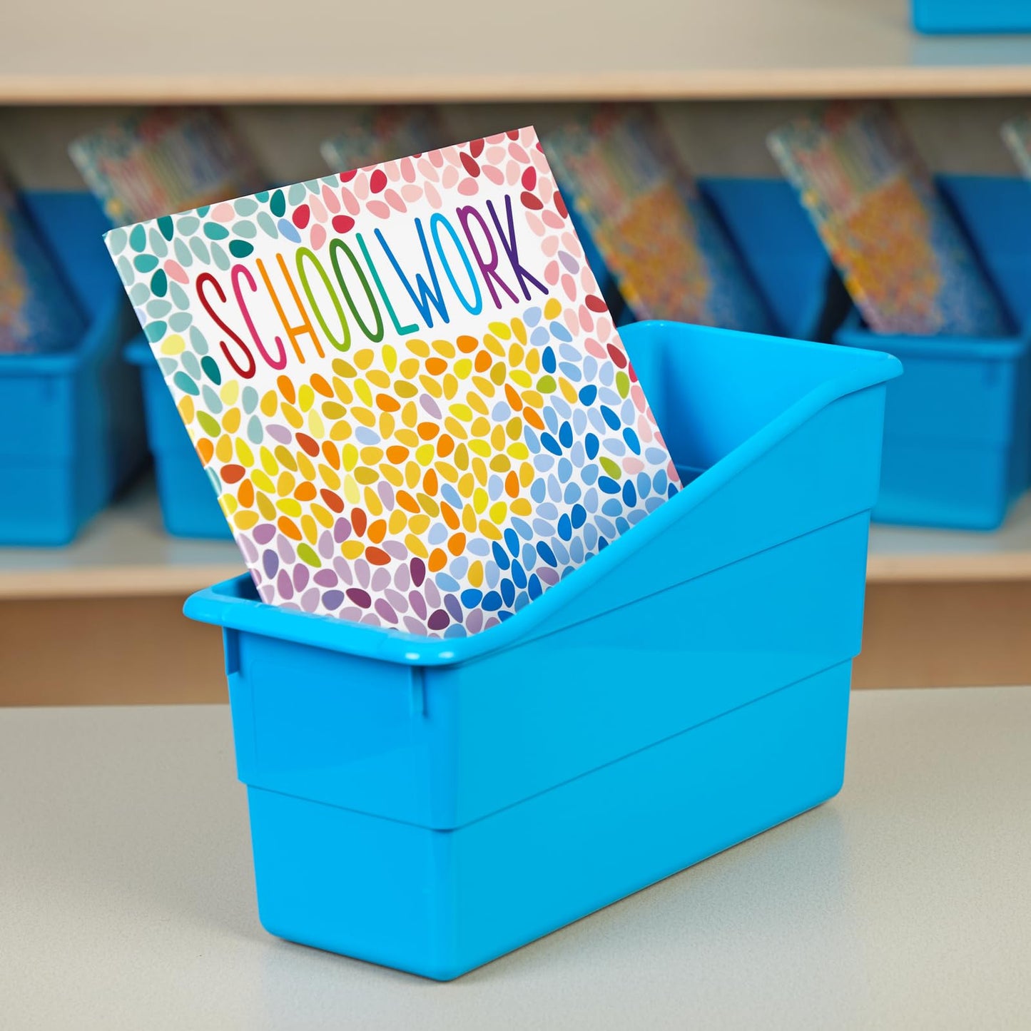 Really Good Stuff Durable Book and Binder Holders - 12 Pack, Blue Neon, 5.5" x 12.5" x 7.5", Classroom Organization, Storage Solution, Sturdy and Versatile