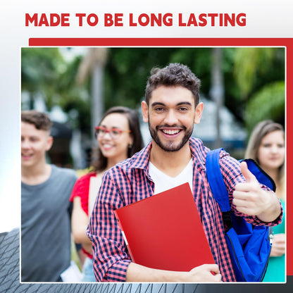 Henoyso 26 Pack 0.5 Inch Plastic 3 Ring Binder Round Ring, Bulk 1/2 Inch Flexible Binders Hold 140 Sheets Letter Size with Pocket, Document Organizer for Back to School Classroom Office (Red)
