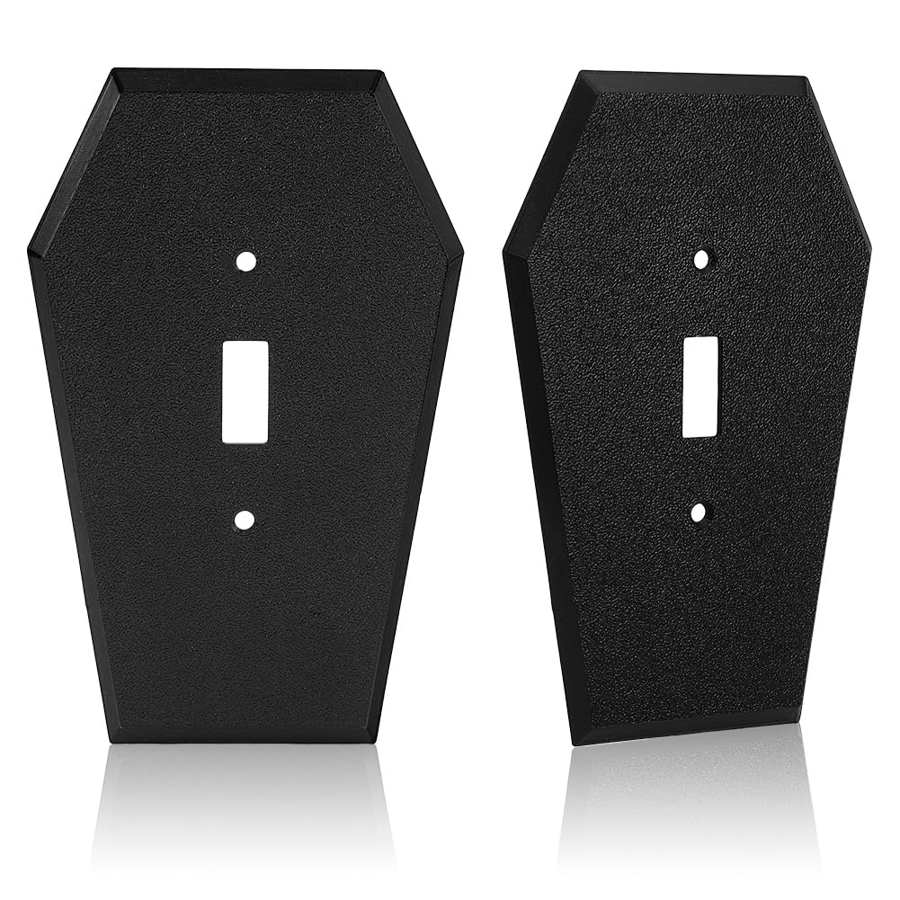 AHANDMAKER 2Pcs Light Switch Cover Decorative Outlet Covers Coffin Shape Wall Plates Switch Plate Covers for Home Decor Single Toggle Wall Plate for Decorator Receptacle Outlet, Black