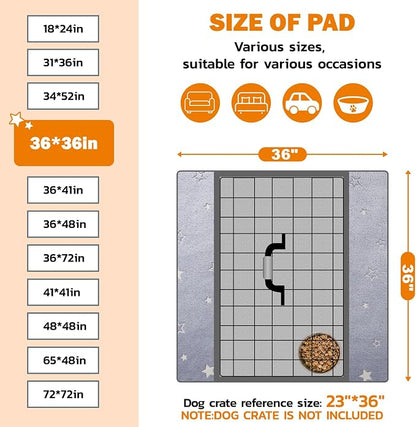 LOOBANI Washable Pee Pads for Dogs, Fast Absorption Reusable Puppy Pads, Waterproof Whelping Mats, Non Slip Training Pet Playpen Mat for Floor, Dog Crate, Grey 2 Pack 36 x 36 in