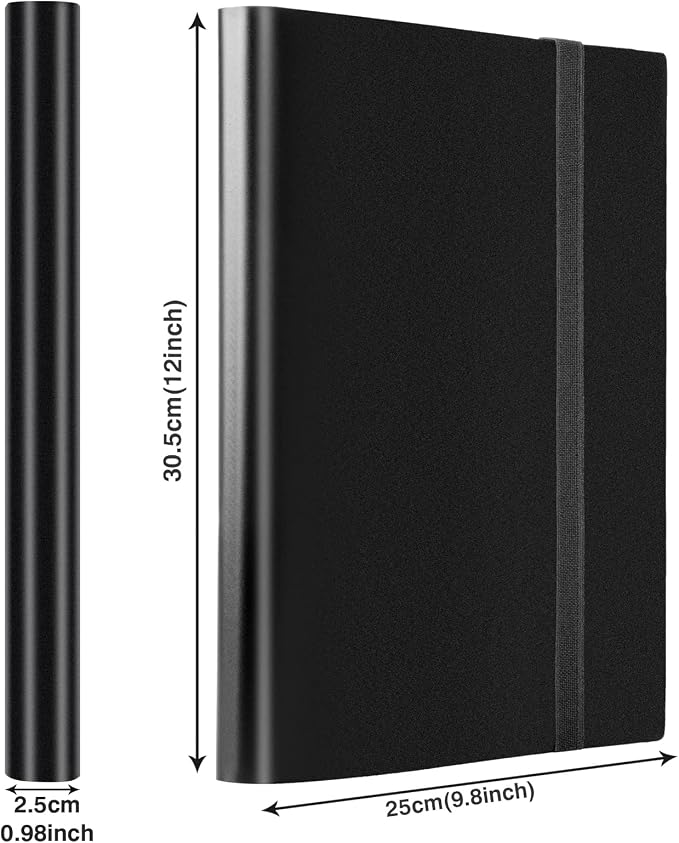 GEAoffice Trading Card Binder, 9 Pockets Card Album Folder, 360 Side Loading Pocket Binder for Sports&Game Cards, MTG and Other TCG, BLACK