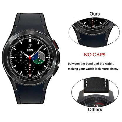 ViCRiOR No Gaps Band Compatible with Samsung Galaxy Watch 6/5/ 4 40mm 44mm, Genuine Leather with Silicone Replacement Bracelet Bands Strap for Galaxy Watch 5 Pro/Watch 6 43mm 47mm/4 Classic 42mm 46mm