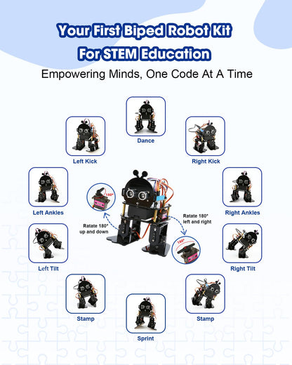 Biped Robot Kit STEM Toys Science Kit for Kids, Bionic Bipedal Robotics Programmable Coding Crafts Set for Arduino ESP32, Birthday Gift for Age 8-12 Boys Girls Teens