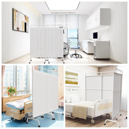 6FT Medical Privacy Screen with Wheels, Portable Medical Room Divider with Lockable Casters, Freestanding Room Partition Wall Divider for Hospitals Clinics Bedrooms Beauty Salon (1, White)