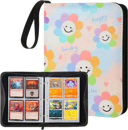 4-Pocket Card Binder with 50 Removable Pages, Holds 400 Cards | Fits trading, sports, gaming and collectible cards. Great for boys and girls to organize and protect collections(Sunflower)