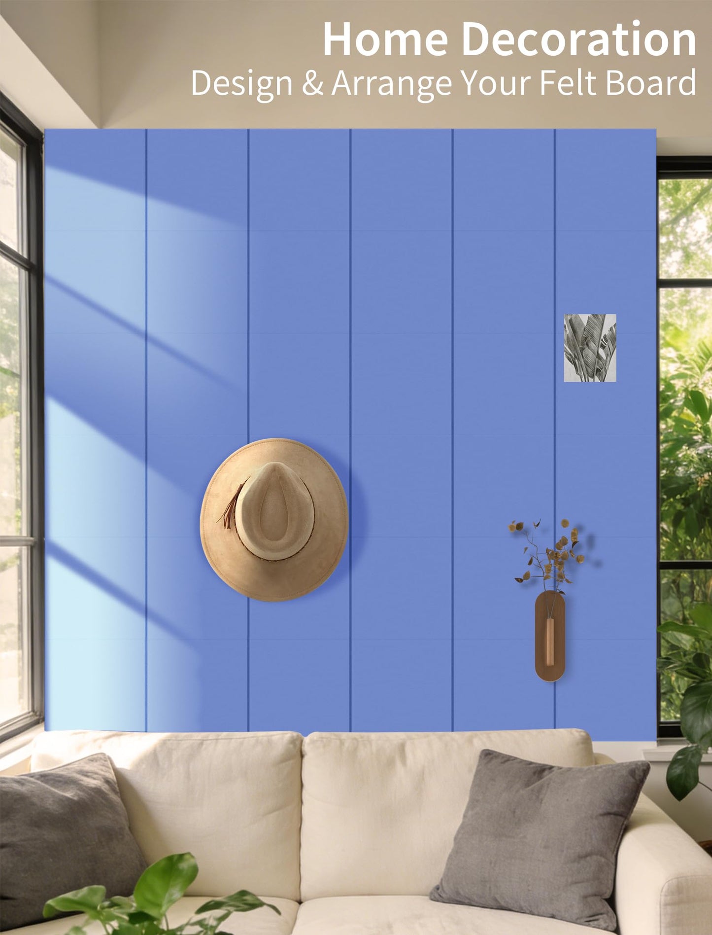 Large Bulletin Board 48"x 24" Cork Boards for Walls, 8 Pack Felt Wall Panels Photo Board, Cork Board for Office Home Pin Board