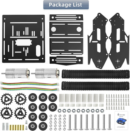 XiaoR Geek Smart Robot Car Chassis Kit Full Metal Big Tank Chassis with 2WD Motors for Arduino Raspberry Pi Jetson Python DIY Smart Car Learning Kit (Black, with Encoder Motor)