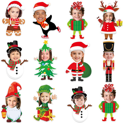 60pcs Christmas Theme Cutouts Xmas Holiday Bulletin Board Decorations Xmas Theme Claus Paper Cut-Outs Classroom Decor for Christmas Classroom DIY Craft Photo Wall Door Winter Party Supplies