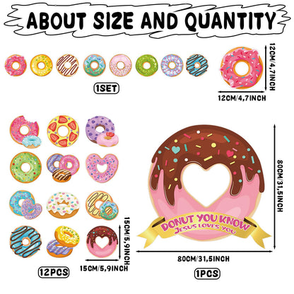 Halloween Donut Trunk or Treat Car Decorations Kit, Donut You Know Jesus Loves You Backdrop Donut Banner Stickers for Car Garage Door Decoration Halloween Party Decorations