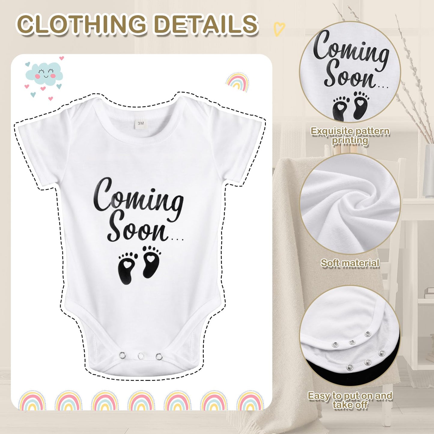 Canlierr 9 Pcs Pregnancy Announcement Set Pregnancy Reveal Ideas Felt Letter Board Baby Bodysuit Booties Photo Frame Bear Plush Wood Blocks for Coming Soon Baby Announcement(Black)
