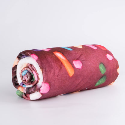 BATTILO HOME Realistic Food Novelty Tortilla Blanket Memorial Day Soft and Cozy Fleece Blanket Round Tortilla Throws Blanket (Donut&Coffee, 71 inches)